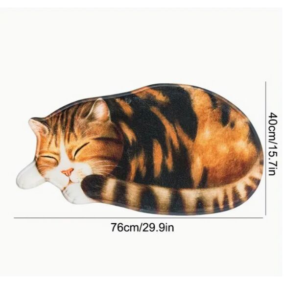 Calico Cat Rug 29.9" x 15.7" Cats Kitty Sleeping - Picture 5 of 5